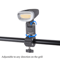 Lampe de barbecue LED COB rechargeable avec 300 lumens et lumière blanc chaud 4000K, étanche IP65, USB-C pour la cuisson au barbecue