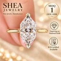 Bague de fiançailles en or jaune massif 10K/14K/18K avec diamant de laboratoire taille hexagonale 0,5-3 carats, halo caché style cathédrale, certifiée IGI
