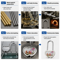 YH1036 Cadenas antivol durable en laiton à combinaison numérique, avec breloques en forme de cœur gravées 'Love Bridge', pour la création de bijoux et d'artisanat