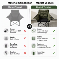 Silla de Playa Plegable Portátil con Marco de Acero y Tela Oxford, Estilo Pesca, con Calefacción, Muebles de Exterior con Logotipo Personalizado