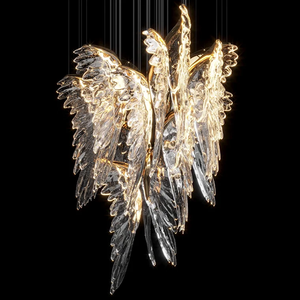 Lustre en verre fait à la main de forme personnalisée aile angélique suspension pour Villa maison salon chambre escalier hall d'hôtel - Product Image 2