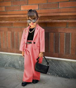 Conjunto de Dos Piezas para Niñas, Traje Casual con Pantalones, Chaqueta de Manga Larga, Pantalones y Cinturón, Tallas 90-140 cm - Product Image 1