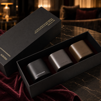 3er-Pack Quadratische Glasgefäße Duftende Sojawachs-Kerzen Geschenkset mit Eigenem Logo Private Label für Hochzeit Weihnachten Diwali Heimdekoration