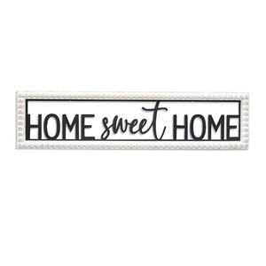 Décoration murale en bois rustique rectangulaire avec cadre en perles de bois et lettres en fer, personnalisable en gros, art mural, signe, maison douce maison - Product Image 1