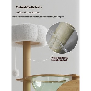 Grande structure d'escalade et de jeu pour <span class=keywords><strong>chat</strong></span> en bambou écologique, style moderne, pour intérieur, avec poteau <span class=keywords><strong>à</strong></span> gratter et maisonnette en carton, idéale pour Noël - Product Image 3