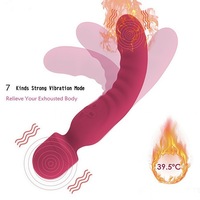 Doppelseitiger AV-Vibrator für Frauen 7-Stufen Kraftvolle Vibration Heizfunktion 100% Wasserdicht USB-Aufladbar Massage-Stab