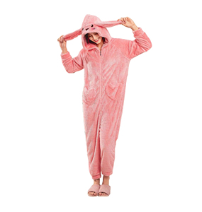 <span class=keywords><strong>Pijama</strong></span> <span class=keywords><strong>de</strong></span> una pieza suave <span class=keywords><strong>de</strong></span> invierno cálido para adultos con capucha y bonito <span class=keywords><strong>conejo</strong></span> para mujer con logotipo personalizado - Product Image 1
