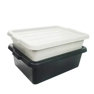 Heavy Duty Plastic Storage Tableware Box Large Black Tote Box For Restaurant