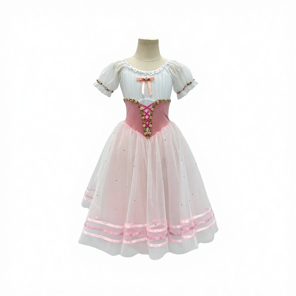 Uncontrollable Daughter Giselle Vintage Empire Waist Striped Ballet Dress Children's Adult Performance Costume Tutu Skirt Dance