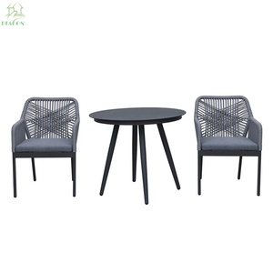 Muebles de exterior, cuerda de aluminio, patio tejido, cafetería, mesa y sillas, juego de mesa de comedor, 2 sillas para restaurante y bares - Product Image 3