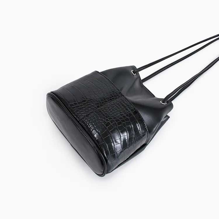 High Quality Pu Leather Bucket Bags Medium Black Shoulder Crossbody Backpack