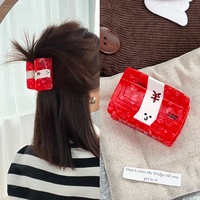 Nouvelle pince à cheveux créative en acétate faite à la main pour femme, motif requin billet de banque, design simple bicolore, accessoires personnalisés