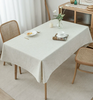 Nappe rectangulaire en lin uni haut de gamme pour table à manger, bureau, table basse blanche