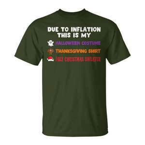 T-shirt de Noël, Halloween et Thanksgiving à thème inflationnaire - Product Image 1