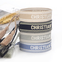Pulsera de la Amistad trenzada con texto bordado, brazalete de la Amistad hecho a mano con nombre/letras/logotipo personalizado