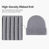 Bonnet tricoté unisexe personnalisé avec logo, bleu poussière, doux, côtelé, à revers, chaud pour l'hiver, style streetwear, pour l'extérieur