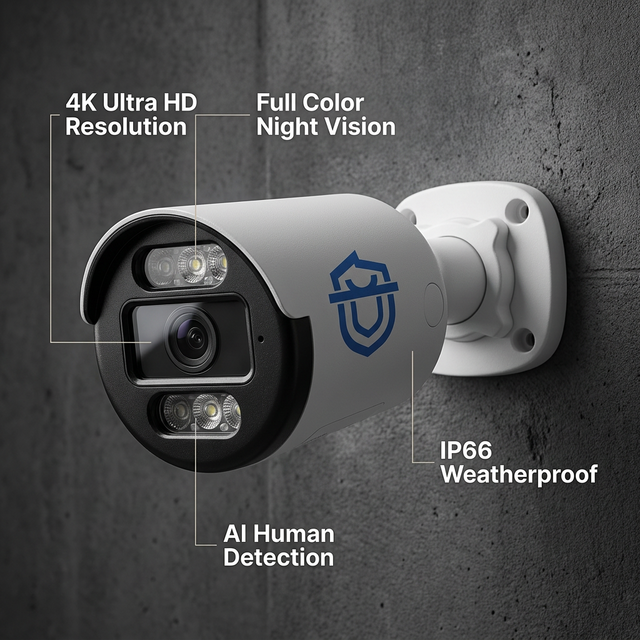 Factory-Customized 8MP 4K Smart Security Camera Outdoor PoE IP 13 Inch IP66 Waterproof Dual-Light Color Night Vision CCTV