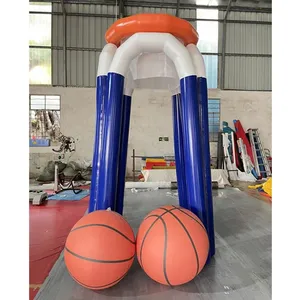 Diskon besar peralatan permainan olahraga bola basket tiup mainan permainan basket raksasa tiup dengan bola