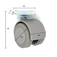 Petite roulette pivotante grise de 40mm pour meubles Roulette en nylon pour chaise