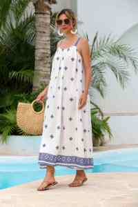 Gaun Kasual Liburan Model Swing Besar dengan Bordir Pola Tiga Dimensi Vintage yang Elegan dan Modis - Product Image 2