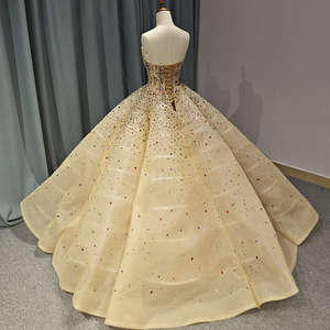 Jancember 6606 cristal strass doré Empire robe de bal robes de soirée - Product Image 5