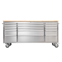 Chariot de rangement industriel multifonctionnel en acier inoxydable de 72 pouces à 4 roues avec plateau en bois pour garage 15