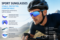 Lunettes de cyclisme avec revêtement miroir UV400, verres PC coupe-vent et anti-poussière, lunettes de sport de plein air, lunettes de vélo pour hommes et femmes, lunettes de VTT