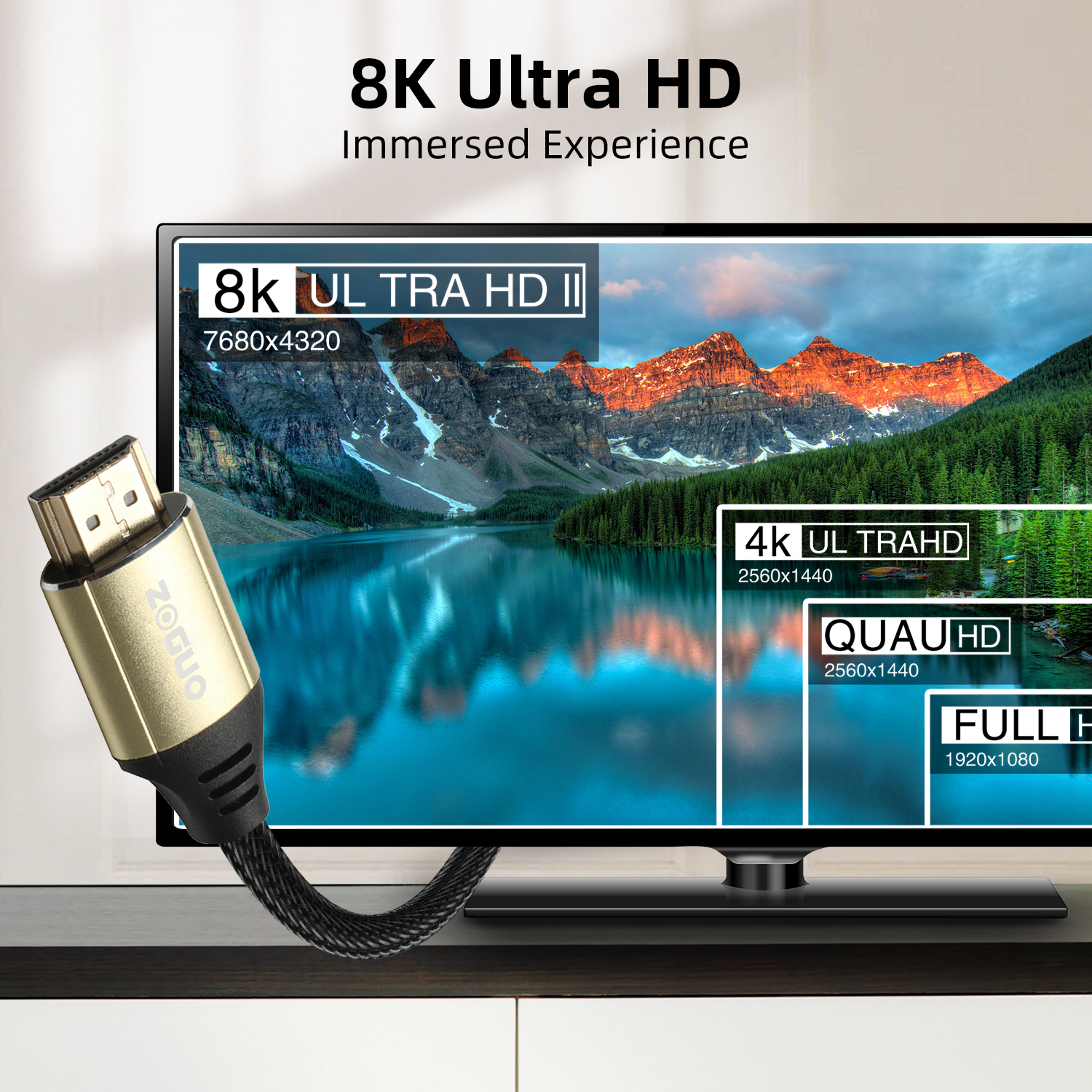 Золотые кабели 8K @ 60Hz 4K @ 120Hz HDMI 2,1 V кабели для проектора мультимедиа