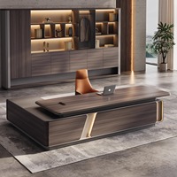 Bureau en L de direction moderne et luxueux en panneaux MFC avec tiroir de classement extensible pour patron/CEO pour un usage domestique ou professionnel