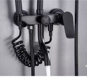 Grifo de Ducha Negro Montado en la Pared <span class=keywords><strong>del</strong></span> Baño <span class=keywords><strong>del</strong></span> <span class=keywords><strong>Hotel</strong></span>, Juego de Ducha Multifuncional de Latón para Baño - Product Image 4