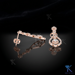 Boucles d'oreilles pendantes en forme de goutte d'eau en diamant de laboratoire, plaqué or massif 18 carats, certifiées IGI, luxe, pavé, forme poire ouverte, bijoux fins pour femmes - Product Image 3