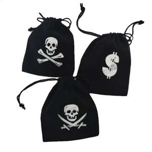 Borse con coulisse pirata piccola custodia in velluto per gioielli monete <span class=keywords><strong>Pirate</strong></span> Goodies Sack for Captain Theme Party Favors Black - Product Image 1