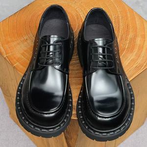 Chaussures habillées classiques italiennes en cuir de vachette de luxe pour hommes, rétro, imperméables, à lacets, noires, pour la vente en gros - Product Image 3