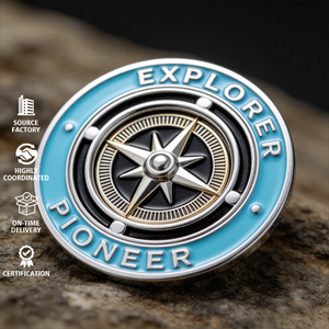 Pièce de monnaie souvenir en alliage de zinc avec logo personnalisé, émail souple, rotative, pour collection d'explorateurs, récompense ou défi - Product Image 1
