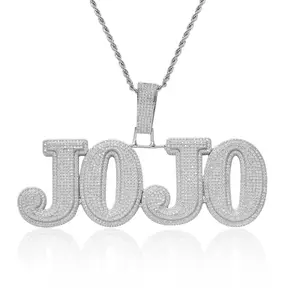 Hip-hop custom DIY large alphanumeric pendant 925 sterling silver Morsan diamond custom jewelry pendant for men and women