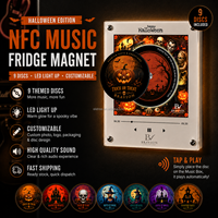 Regalo de Halloween, Lámpara Nocturna DIY OEM, 9 Discos de Vinilo Intercambiables, Altavoz de Audio, Reproductor de Música con Disco Giratorio NFC, Imán para Refrigerador