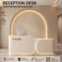 Bureau d'accueil au design moderne minimaliste et luxueux pour magasin de vêtements, salon de beauté, entreprise - Ensemble complet personnalisable