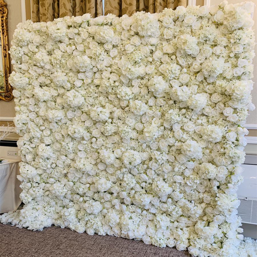 Fondo de flores artificiales para decoración de escenario, telón de fondo para eventos, flores, colorete blanco, flor de seda para pared, KCFW-208