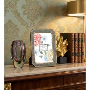 Beltrami Photo <b>Frame</b> Octagonal <b>4x6</b> Inch Silver Plated Gold Finish Wood Back - Product Image 2