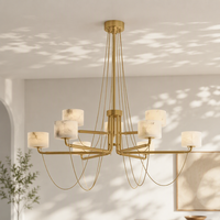 Lustre design en albâtre naturel de luxe, luminaire suspendu LED pour salle à manger, salon, chambre à coucher, restaurant, hôtel