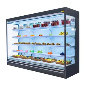 Cortina de aire Leche Pantalla vertical Refrigerador Multideck Enfriador abierto para frutas vegetales