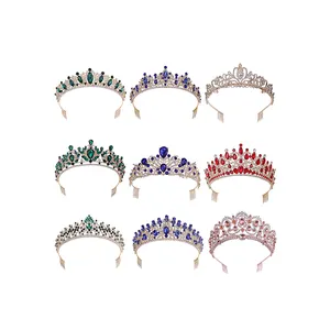 Mode Pengantin Pernikahan Hiasan Kepala Kristal Besar Perhiasan Rambut Tiara Sisir dengan Sisir Aksesoris Rambut Pesta Ulang Tahun