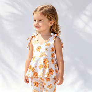 A26-14 OEM/ODM Mono de Verano para Niñas, Sin Mangas, Largo a Media Pantorrilla, Tirantes Ajustables, Estampado de Leopardo - Product Image 6
