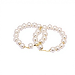 Pearl Hoop <strong>Earrings</strong> Oversized Faux Pearl Circle <strong>Earrings</strong> Lightweight Open Circle Bridal Jewelry <strong>Mother's</strong> Day/Wedding Gift - Product Image 6