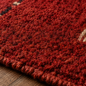 Tapis en laine Gabbeh noué à la main rouge, tapis de sol artisanal de qualité supérieure avec envers en jute antidérapant, à poils moyens, pour salon, chambre, bureau - Product Image 2
