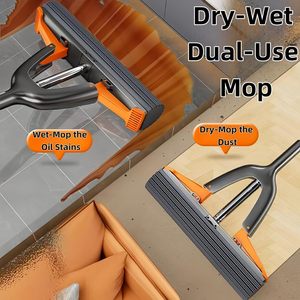 Double Row Roller Detachable Sponge <b>Mop</b>, Including 2 Reusable Sponge Heads, Suitable for Kitchen and Bathroom Tiles - Product Image 4