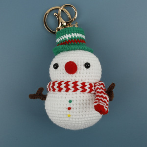 Llavero de Navidad de lana tejida, hecho a mano, con animales de ganchillo (Papá Noel, Muñeco de Nieve, Ciervo, Oso), Colgante Amigurumi para bolso, Regalos para damas - Product Image 5