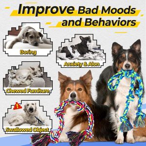 Heavy Duty Cotton <strong>Dog</strong> Chew Toys Tough Tug Rope for Aggressive Chewers Durable 3 <strong>Supplies</strong> Included for <strong>Large</strong> Small <strong>Dogs</strong> - Product Image 6