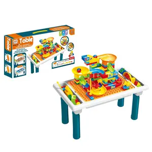 Bloques de construcción multifunción DIY para niños, 114 piezas, mesa, canicas, bloques de pista, Juego de piezas, placa base, juegos de escritorio