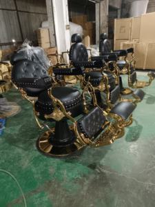 Ghế cắt tóc để bán nặng thủy lực Salon cắt tóc ghế vàng nóng bán cổ cắt tóc ghế vàng da Đóng gói bằng gỗ - Product Image 3